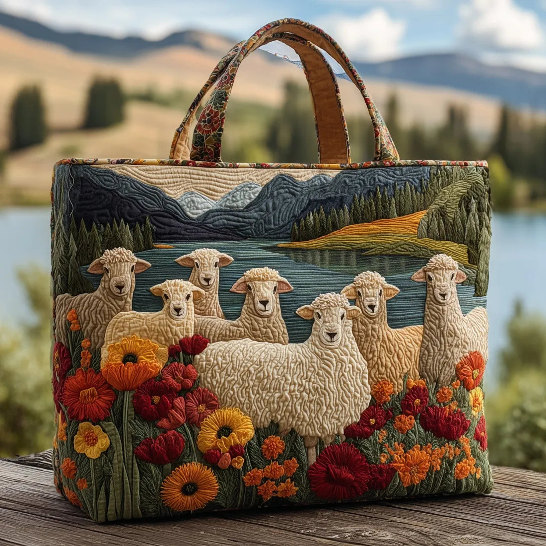 Handgemachte Tasche – Schaf am See