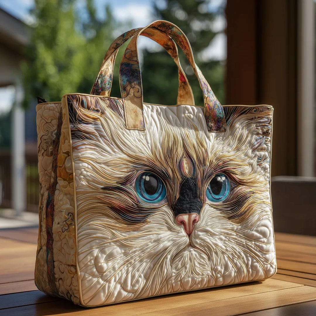 Handgemachte Tasche – Weisse Katze mit blauen Augen