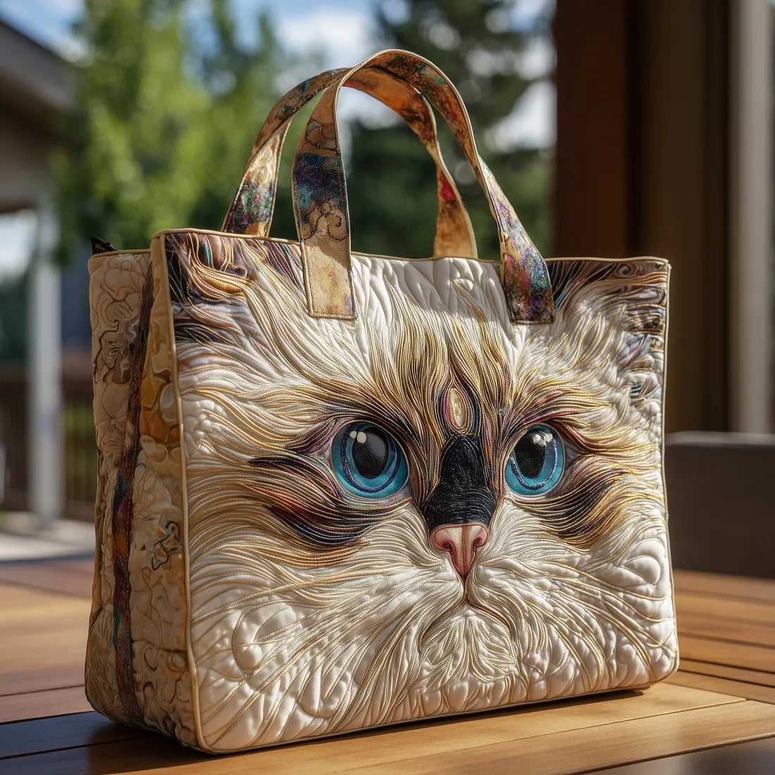 Handgemachte Tasche – Weisse Katze mit blauen Augen