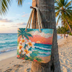 Strandtasche - Tropische Blumen an der Küste