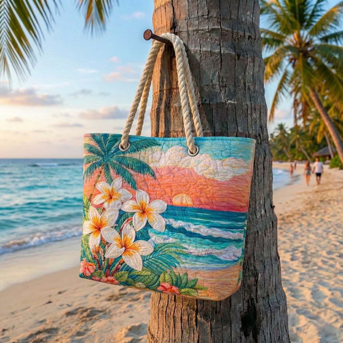 Strandtasche - Tropische Blumen an der Küste