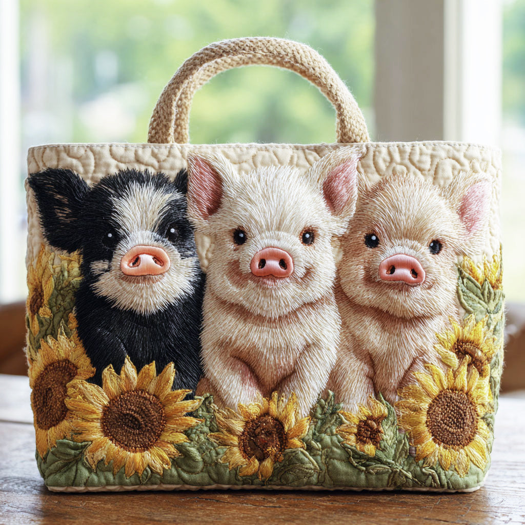 Handgemachte Tasche – Sonnenblumenschwein