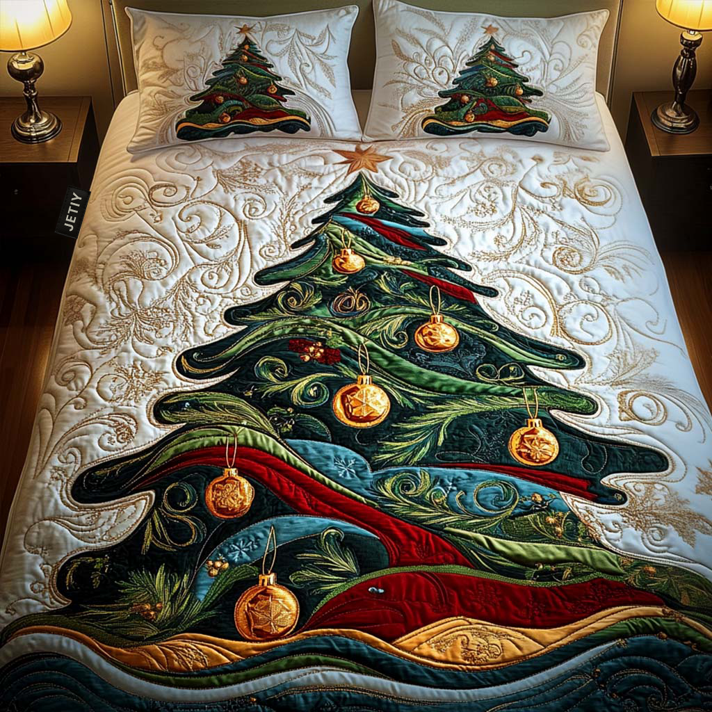Weihnachtsstern Stechpalme 3-teiliges Bettwäsche-Set