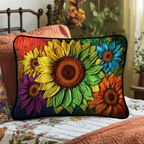 Elegante Sonnenblumen Bunt Kissenbezug