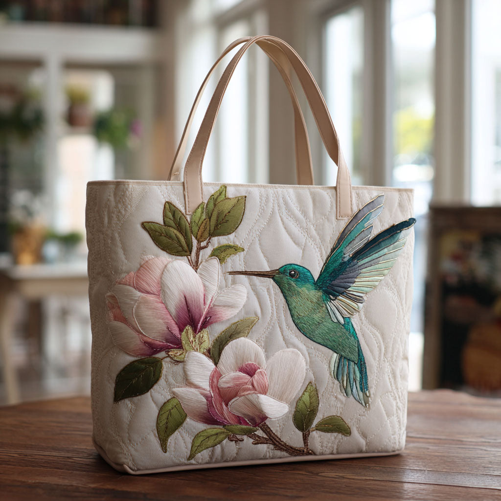Handgemachte Tasche – Kolibri und Magnolie