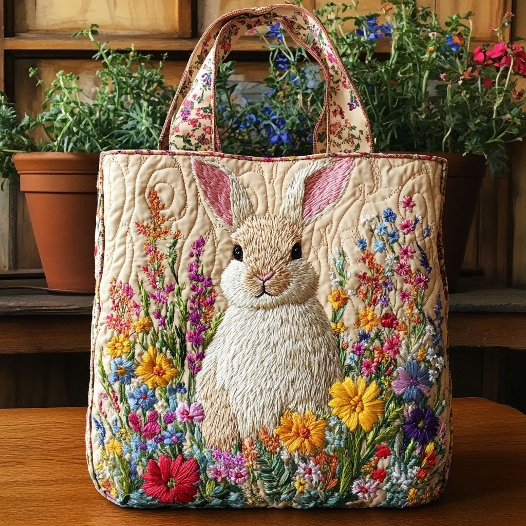 Handgemachte Tasche – Hase mit Blumen