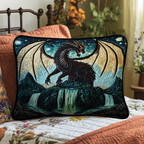 Schwarzer Drache Mondwasser Kissenbezug