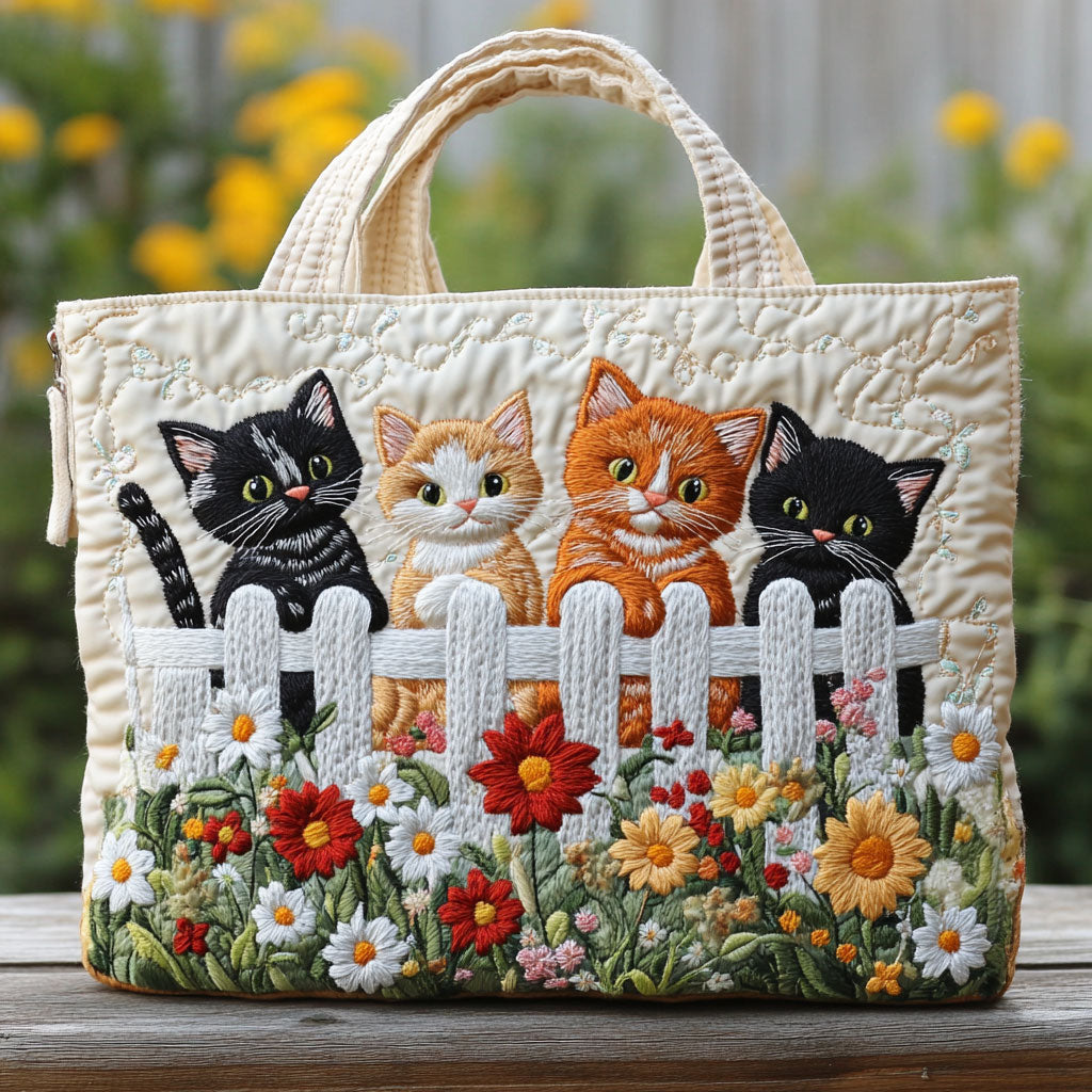 Handgemachte Tasche – Kätzchen in Blumen