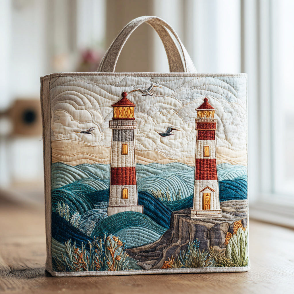 Handgemachte Tasche – Leuchtturm in Harmonie
