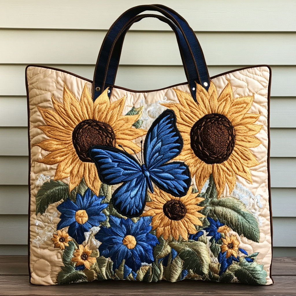 Handgemachte Tasche – Leuchtender Schmetterling und Blume