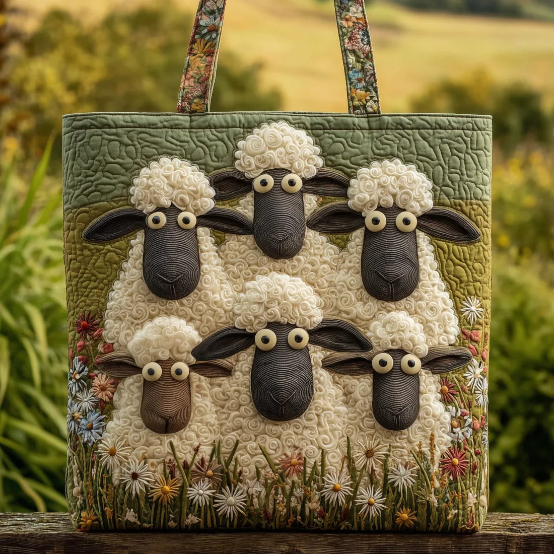 Handgemachte Tasche – Fünf Schafe