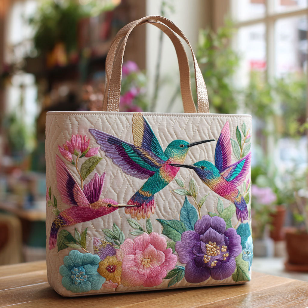 Handgemachte Tasche – Kolibri im Blumengarten