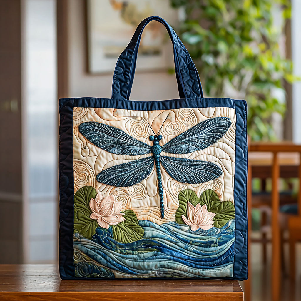 Handgemachte Tasche – Libelle über Lotus