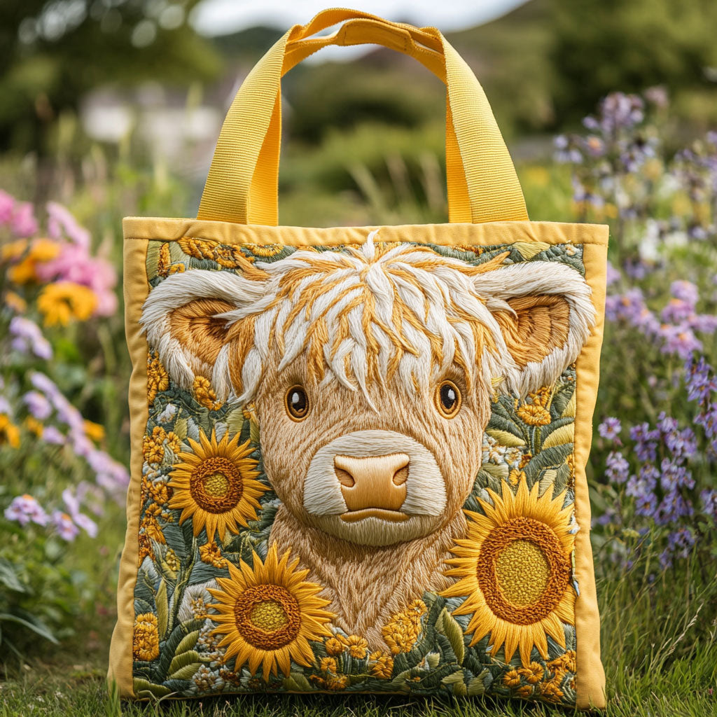 Handgemachte Tasche – Kalb mit Sonnenblumen