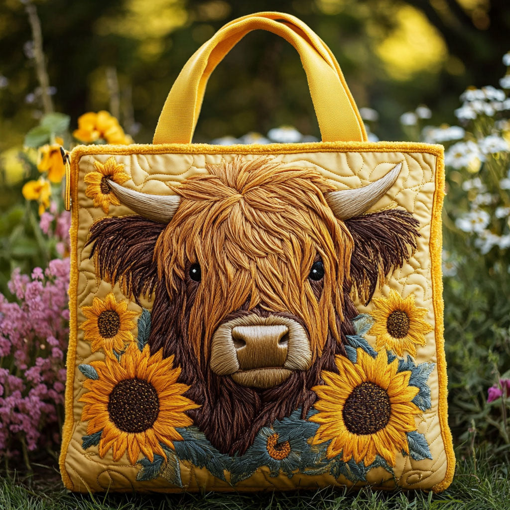 Handgemachte Tasche – Highland-Kuh im Frühling