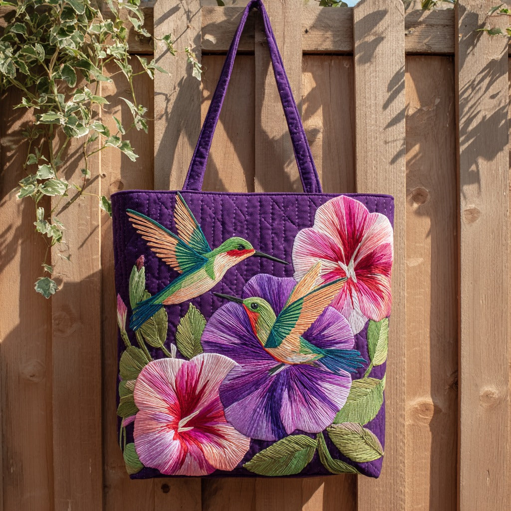 Handgemachte Tasche – Kolibri in Blüten