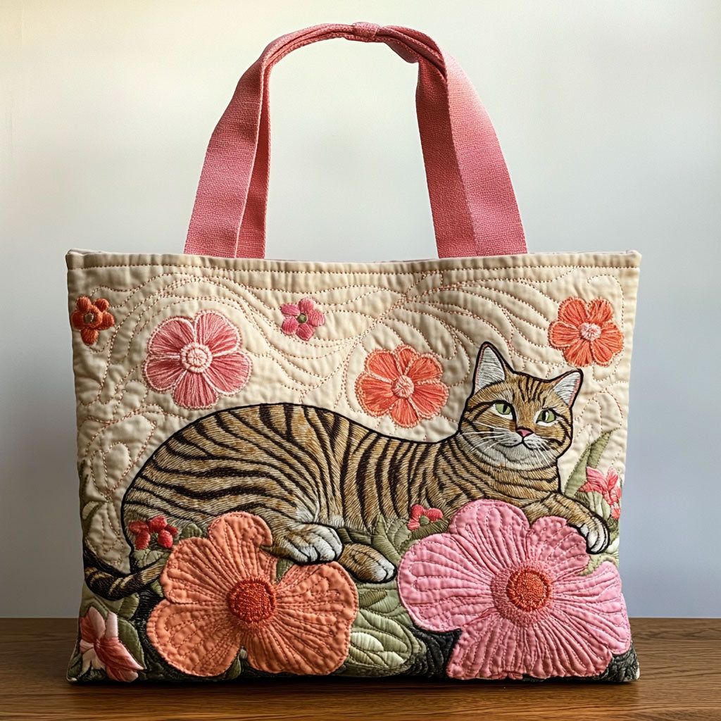 Handgemachte Tasche – Katze im Blumenbeet