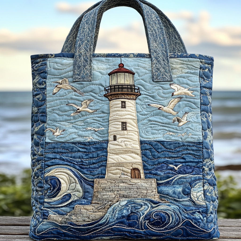 Handgemachte Tasche – Leuchtturm in Sturm