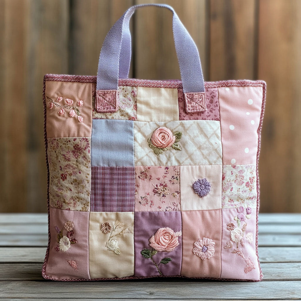 Handgemachte Tasche – Vintage-Rosen-Patchwork