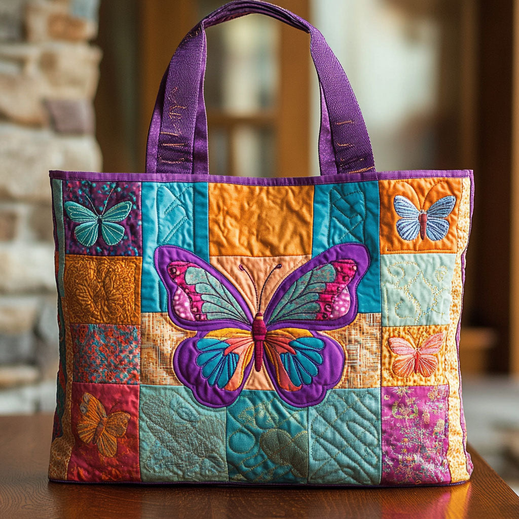 Handgemachte Tasche – Regenbogen-Patchwork-Schmetterling