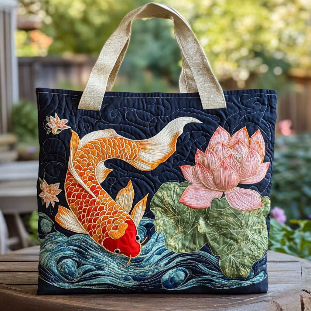 Handgemachte Tasche – Majestätischer Lotus-Koi