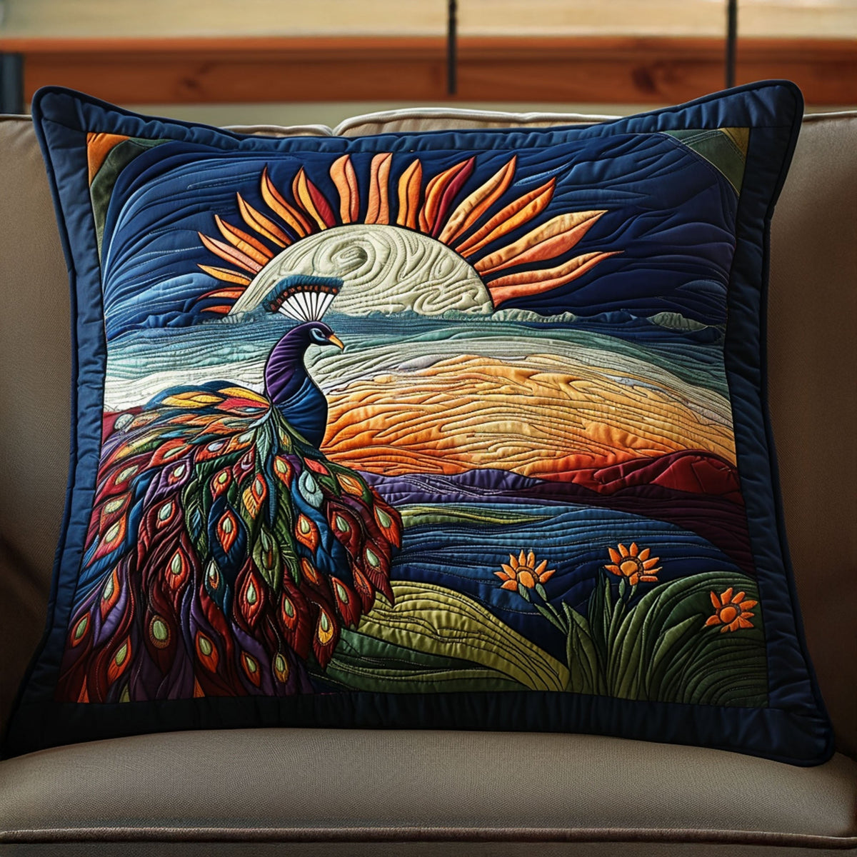 Pfau Sonnenuntergang Paradies Kissenbezug