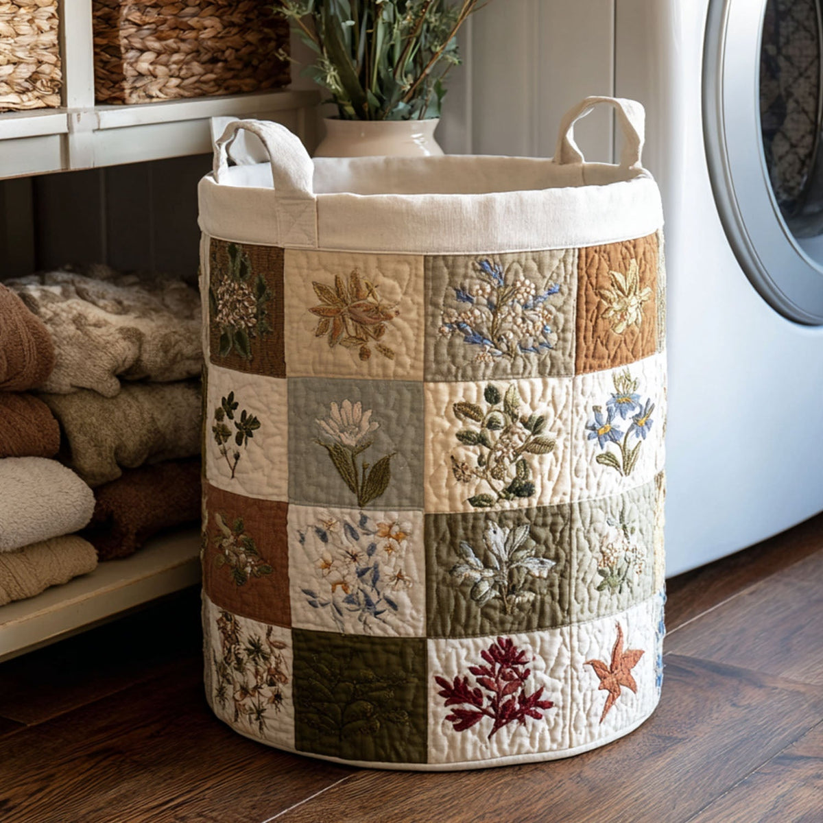 Blumen Patchwork Wäschekorb