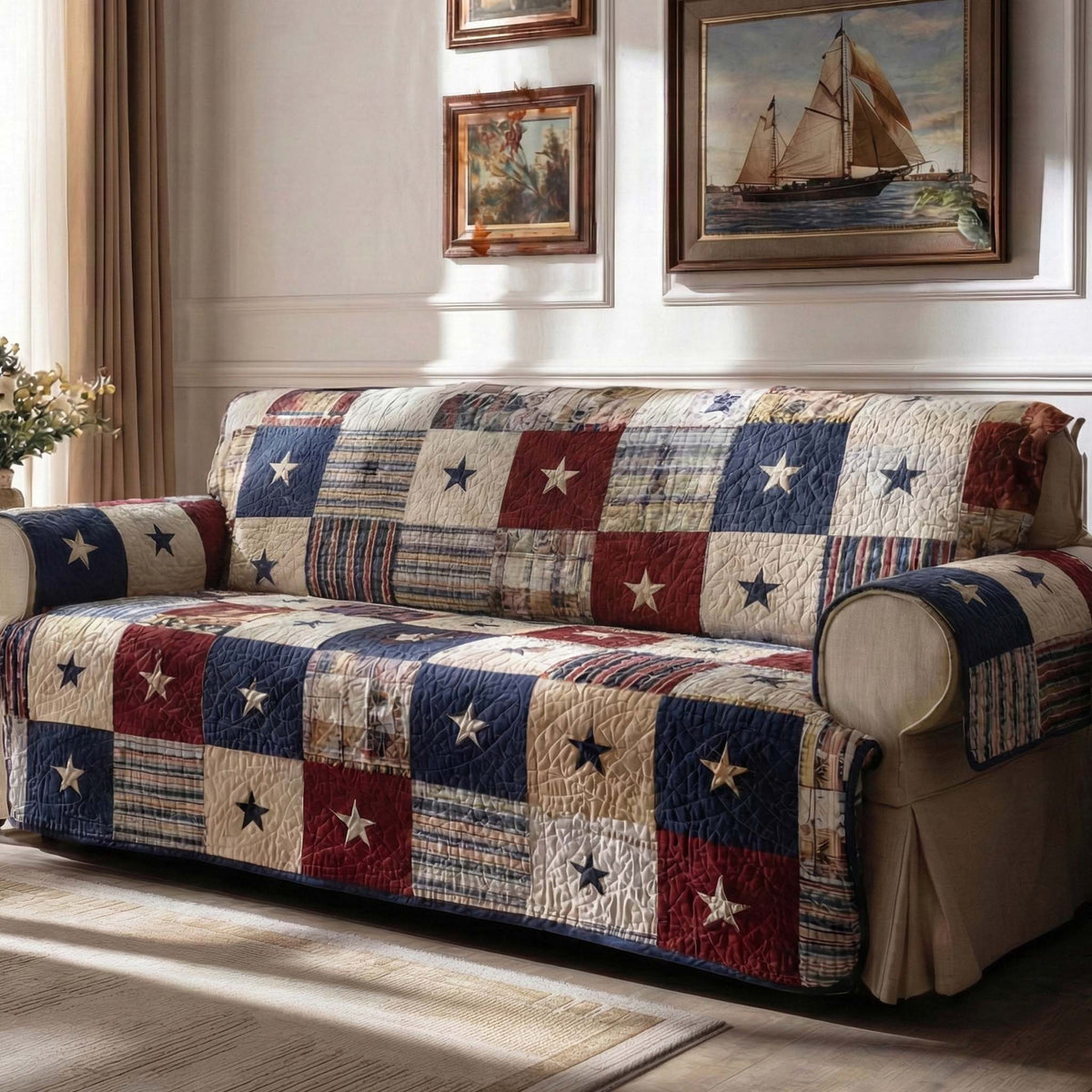 Americana Karo Patchwork Sofaüberwurf