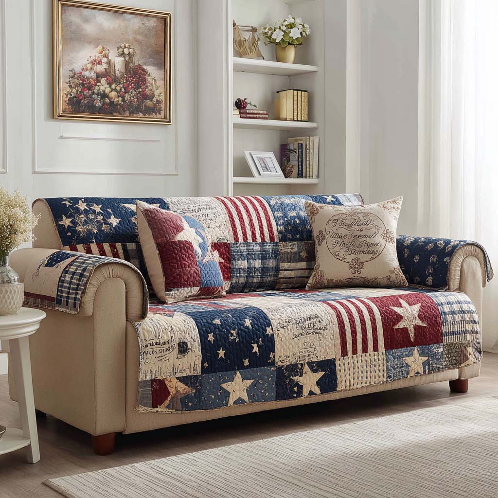 Americana Karo Patchwork Sofaüberwurf