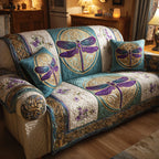 Amethyst Libelle Patchwork Sofaüberwurf