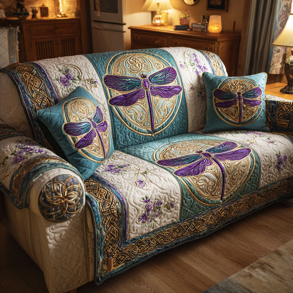 Amethyst Libelle Patchwork Sofaüberwurf