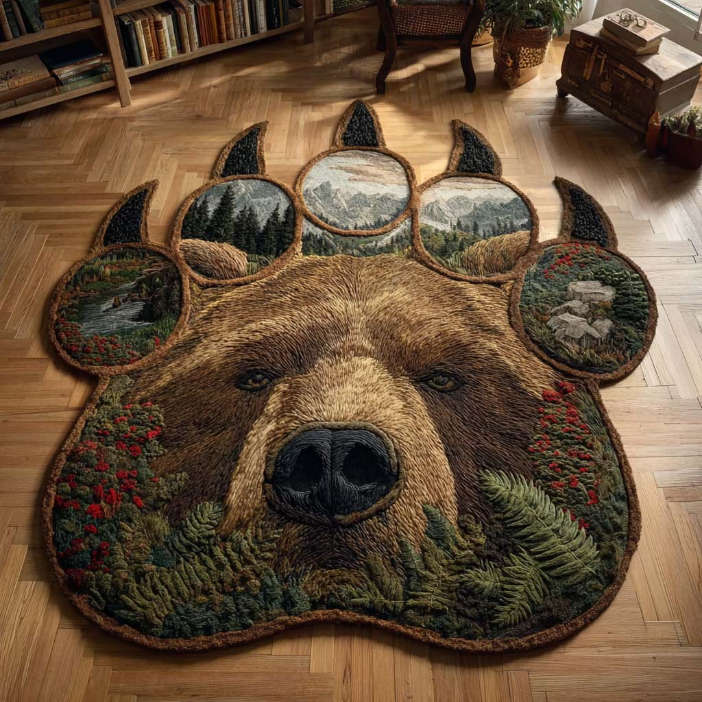 Bärengesicht Waldlandschaft Sonderform Decke