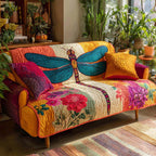 Bunte Libelle Patchwork Sofaüberwurf