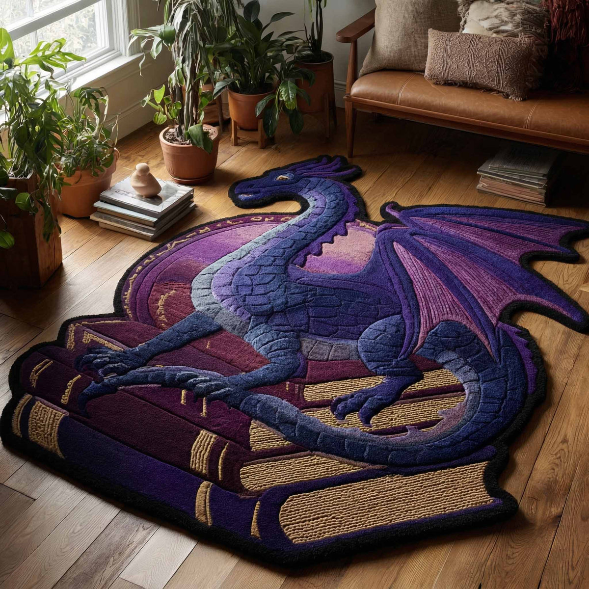 Violetter Drache Buchflügel Sonderform Decke