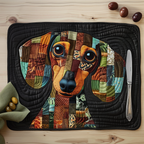Herbstlicher Patchwork Dackel Untersetzer