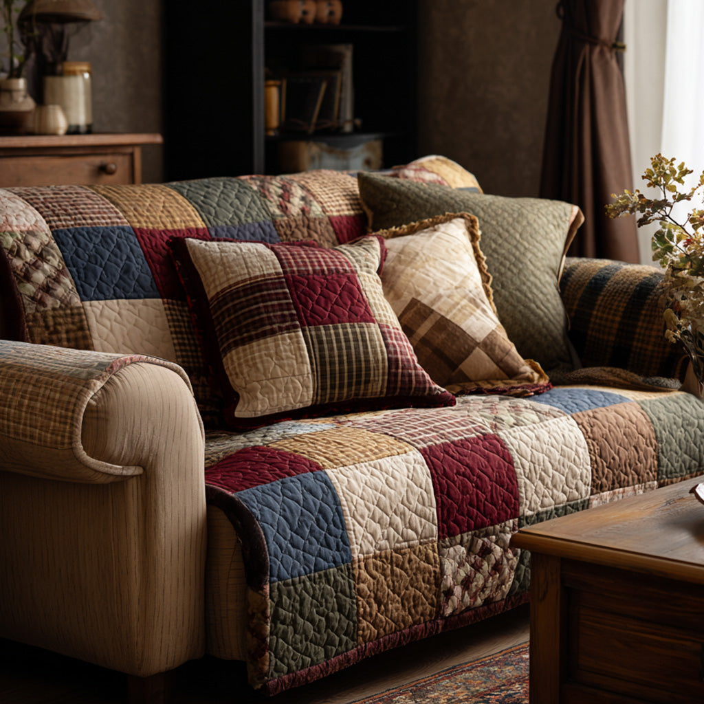 Rustikales Bauernhof Patchwork Sofaüberwurf