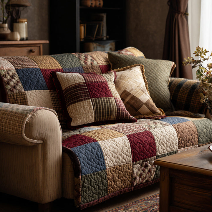 Herbstliches Patchwork Sofaüberwurf