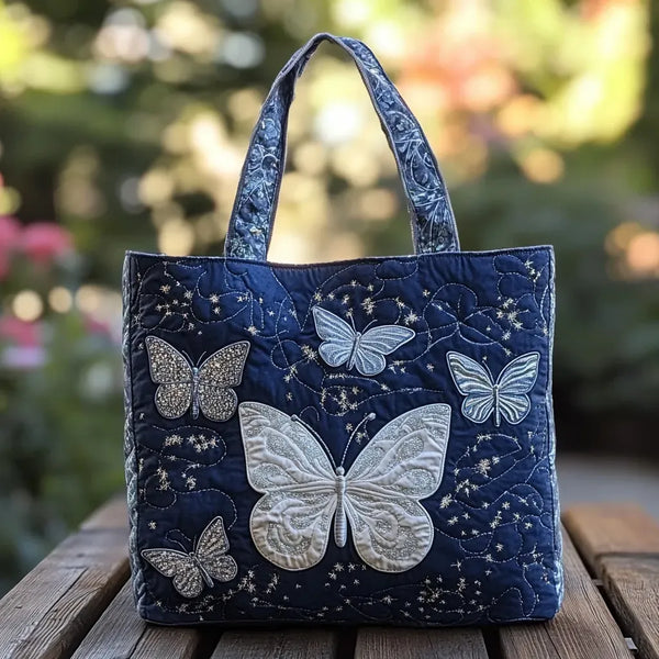 Handgemachte Tasche – Silberner Schmetterling