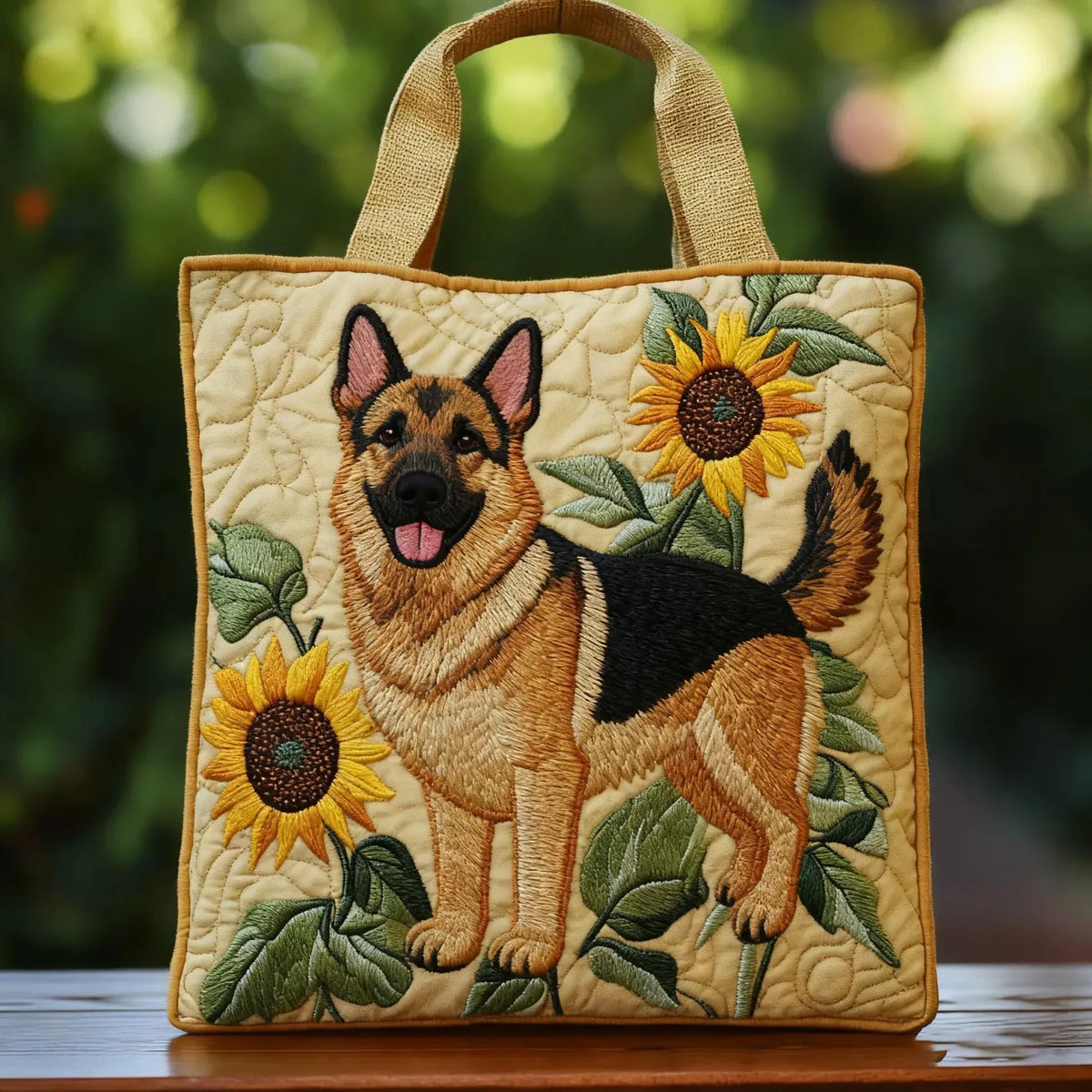 Handgemachte Tasche – Geblümt Schäferhund