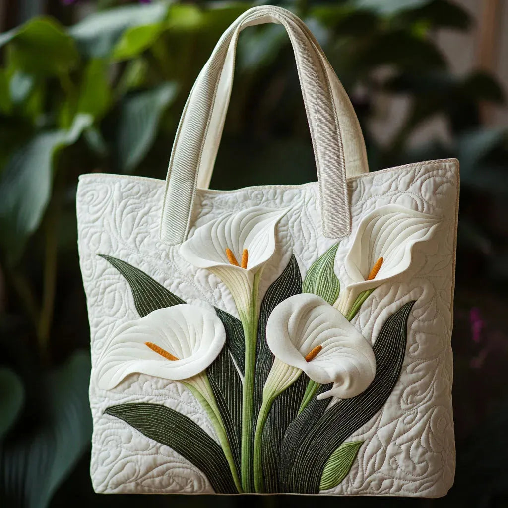 Handgemachte Tasche – Weisse Calla Lilien