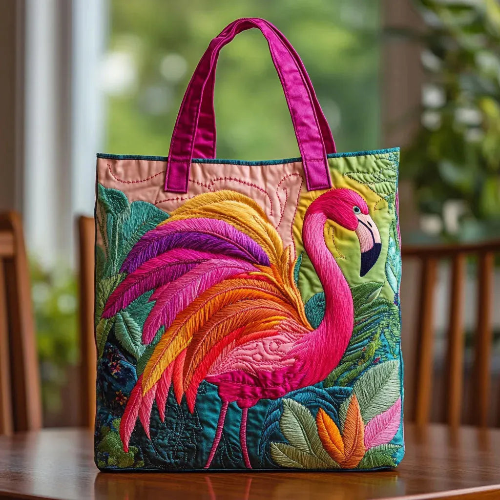 Handgemachte Tasche – Leuchtender Flamingo