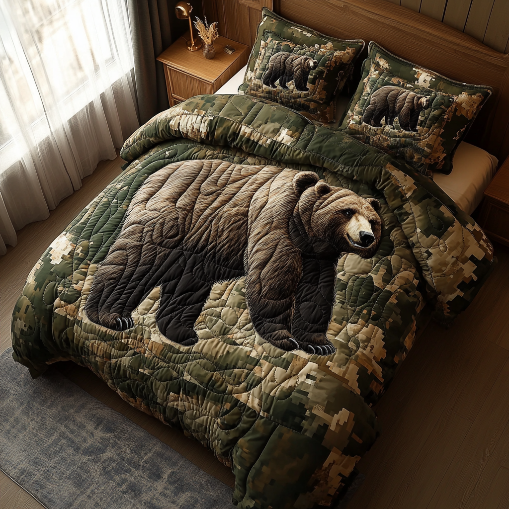 Schlafender Brauner Bär II 3-teiliges Bettwäsche-Set