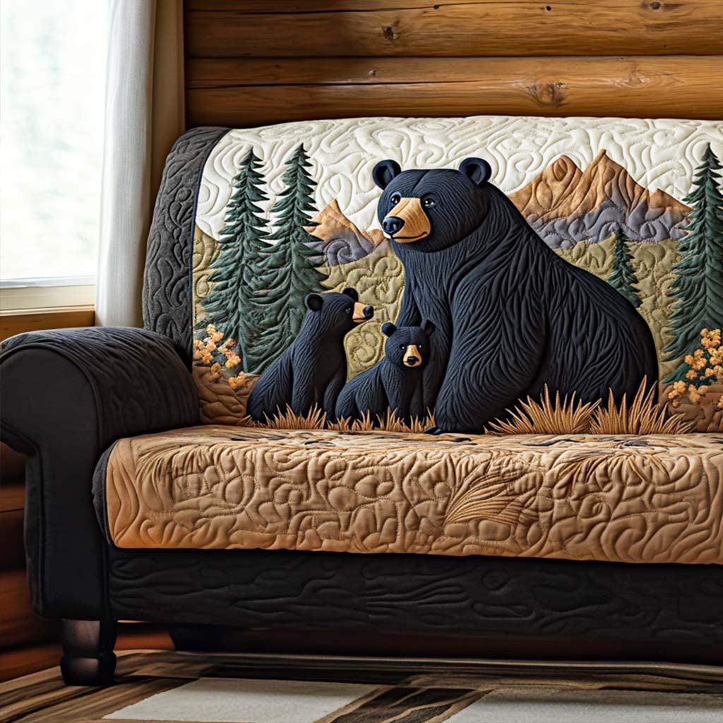 Schwarzbär Familie Bergwald Sofaüberwurf