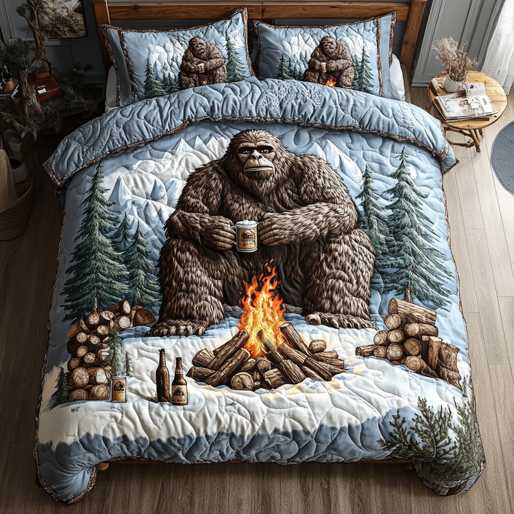 Bigfoot Lagerfeuer Wald 3-teiliges Bettwäsche-Set