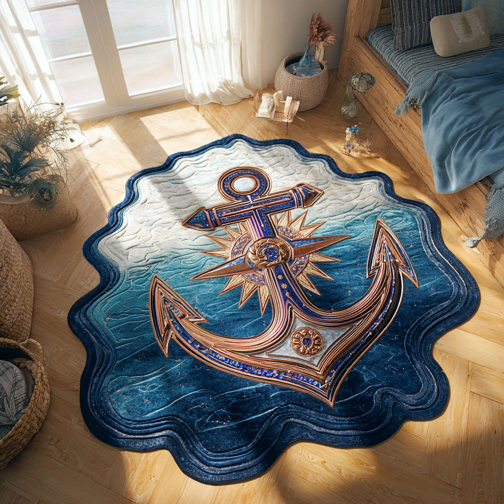 Blauer Anker Blütenkranz Sonderform Decke