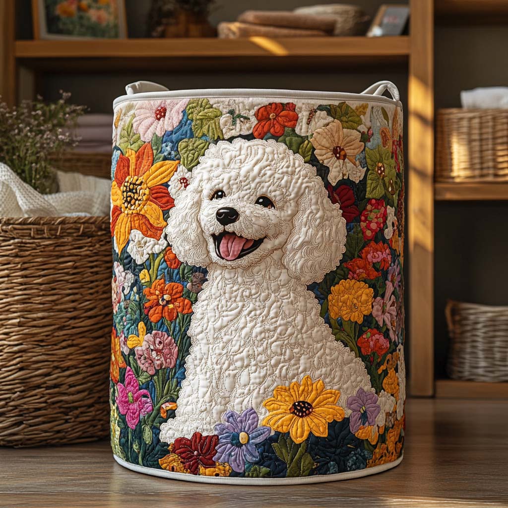 Hund im Blumenfeld Wäschekorb