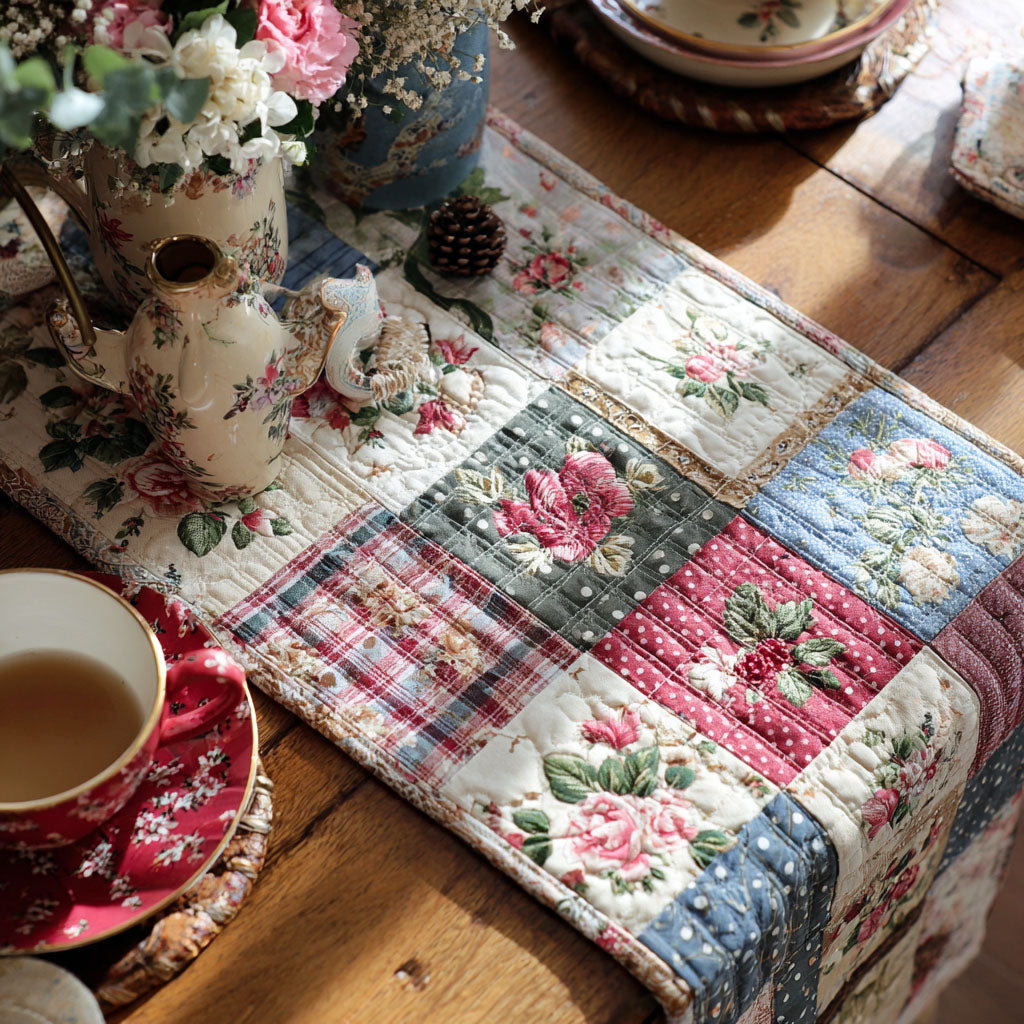 Blumen Patchwork Landhaus Tischläufer