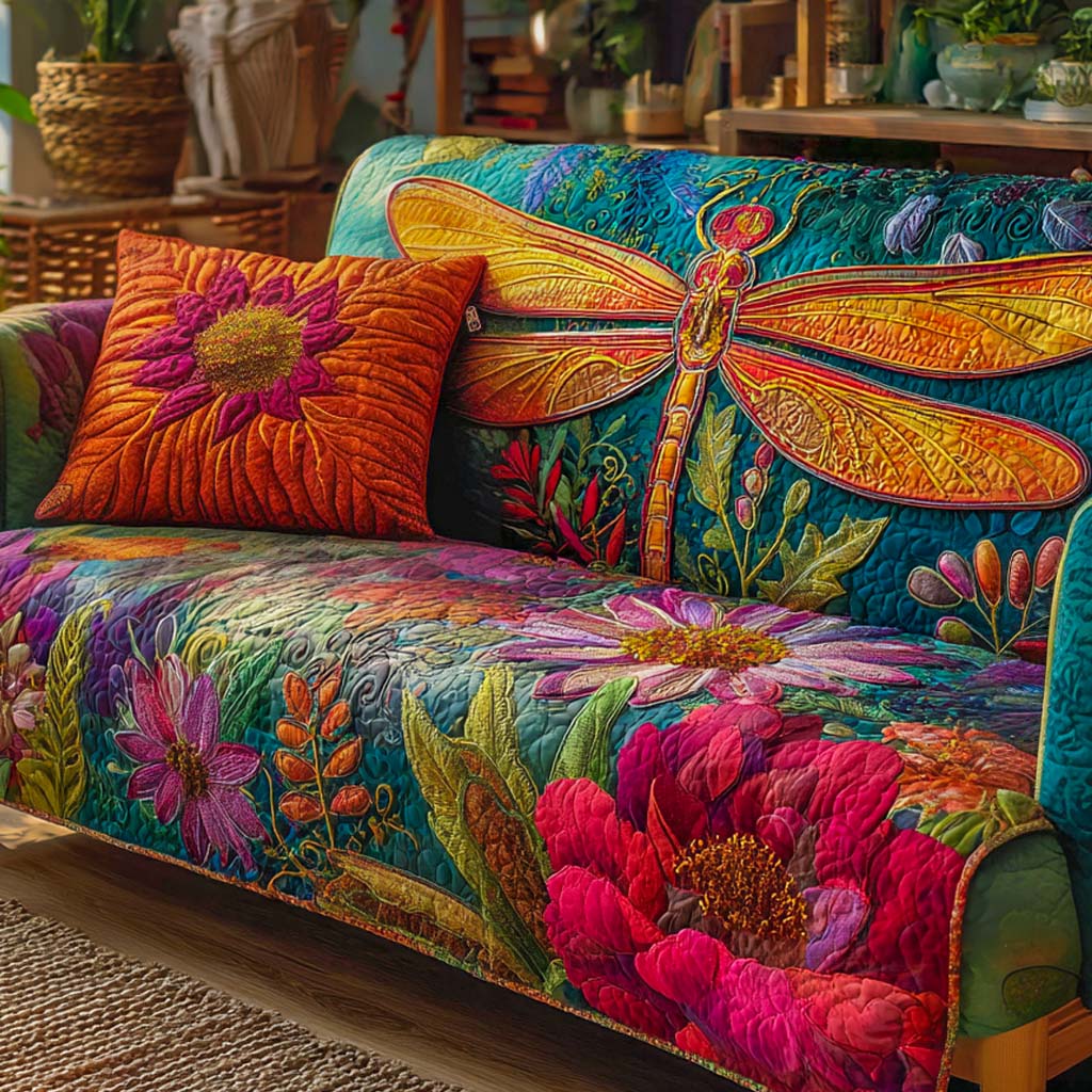 Libelle Blumensymphonie Sofaüberwurf
