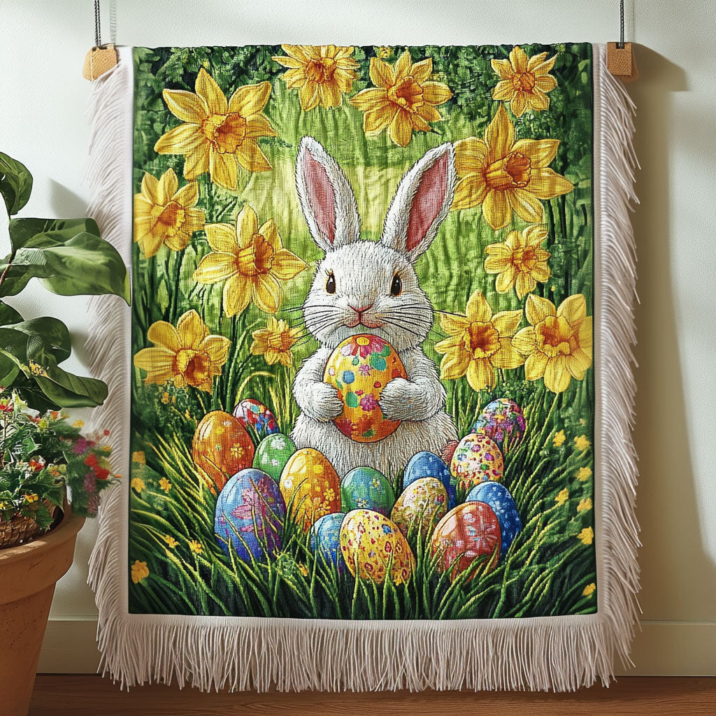 Blühender Osterhase Narzissen Gewebt Sofadecke