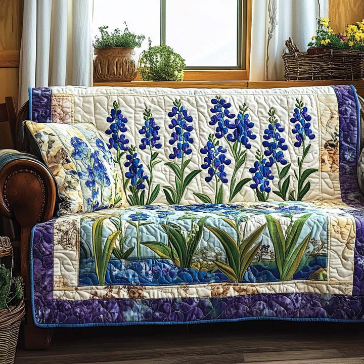Blaue Glockenblumen Sofaüberwurf